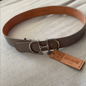Brave Kasi Leather Belt in Crystal Grey with Silver Buckle
